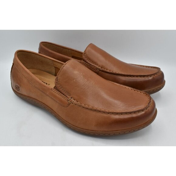 Born Mens Size 11 Caleb Medium Brown Full Grain Leather Slip On Loafers Shoes - Picture 4 of 12